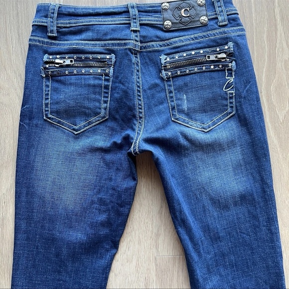 Cartise Embellished Low Rise Jeans Blue Zipp Pockets Women's Size 4 - Picture 8 of 16